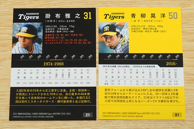 開封結果】BBM 阪神タイガースヒストリー 1935-2021 ベースボール 