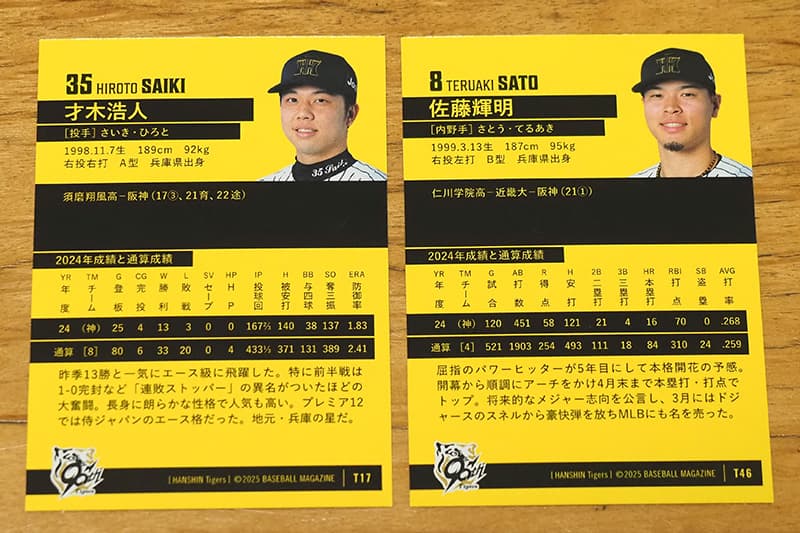 BBM 阪神タイガース2025のレギュラーカード